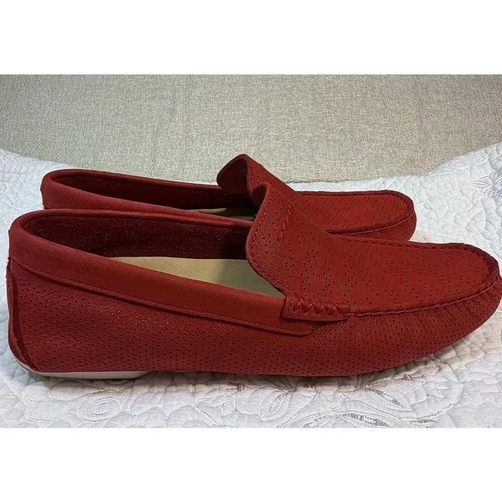 UGG Men 10 Red Suede Perforated Driving Moc Energy Comfort Casual Loafers Casual